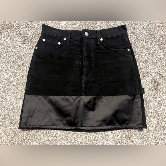 HELMUT LANG Black Femme Utility Moleskin Tuxedo Mini Skirt size 27 NWT - Picture 4 of 15